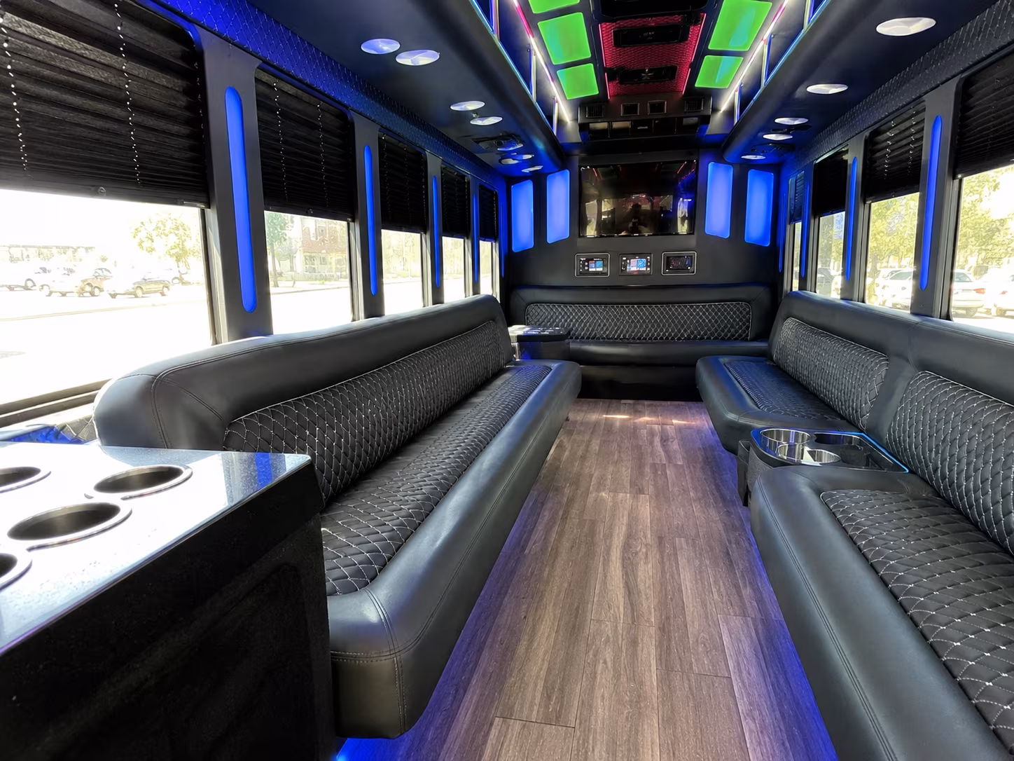 Bachelorette group inside a party bus serving Montgomery