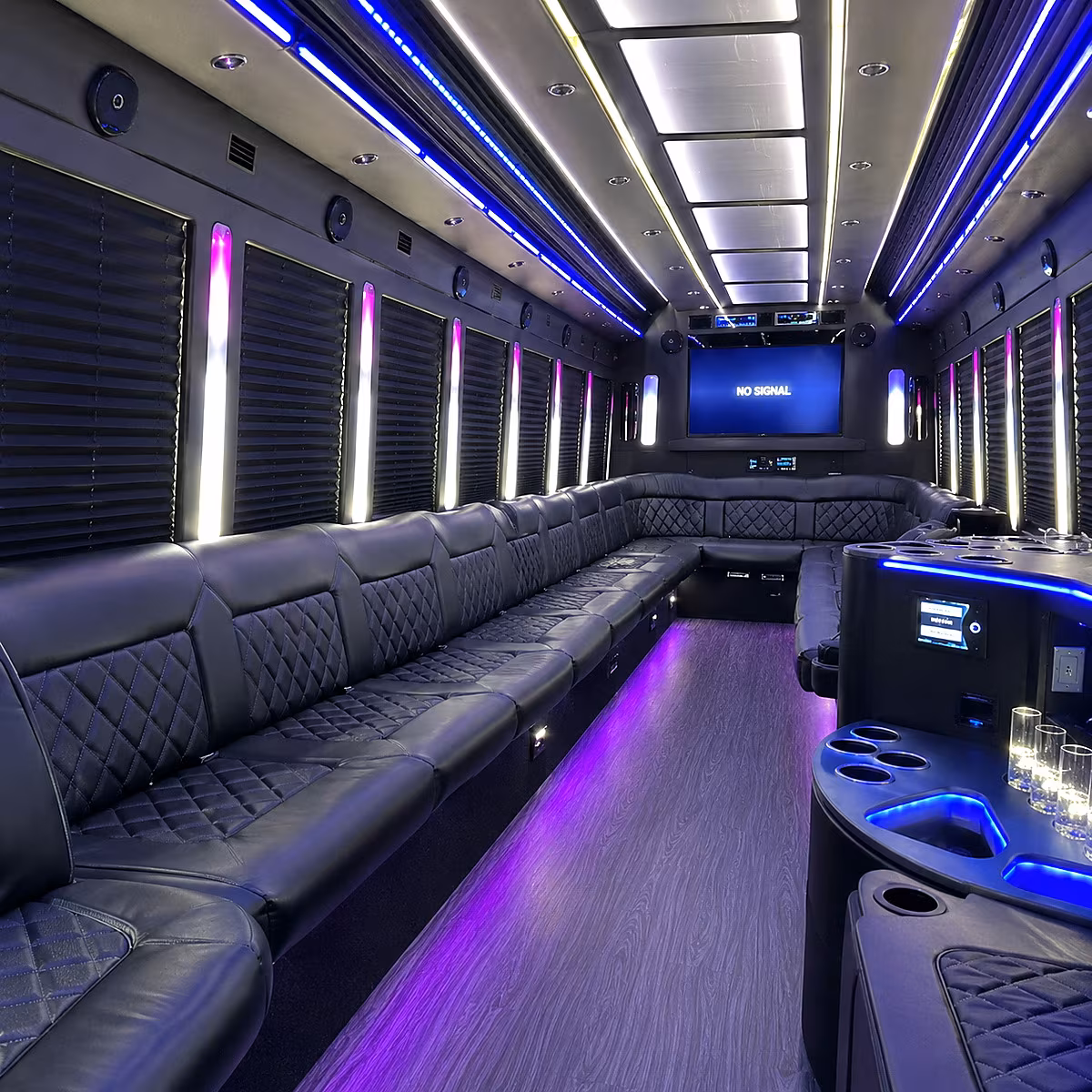 Montgomery Private Event Transportation party bus interior