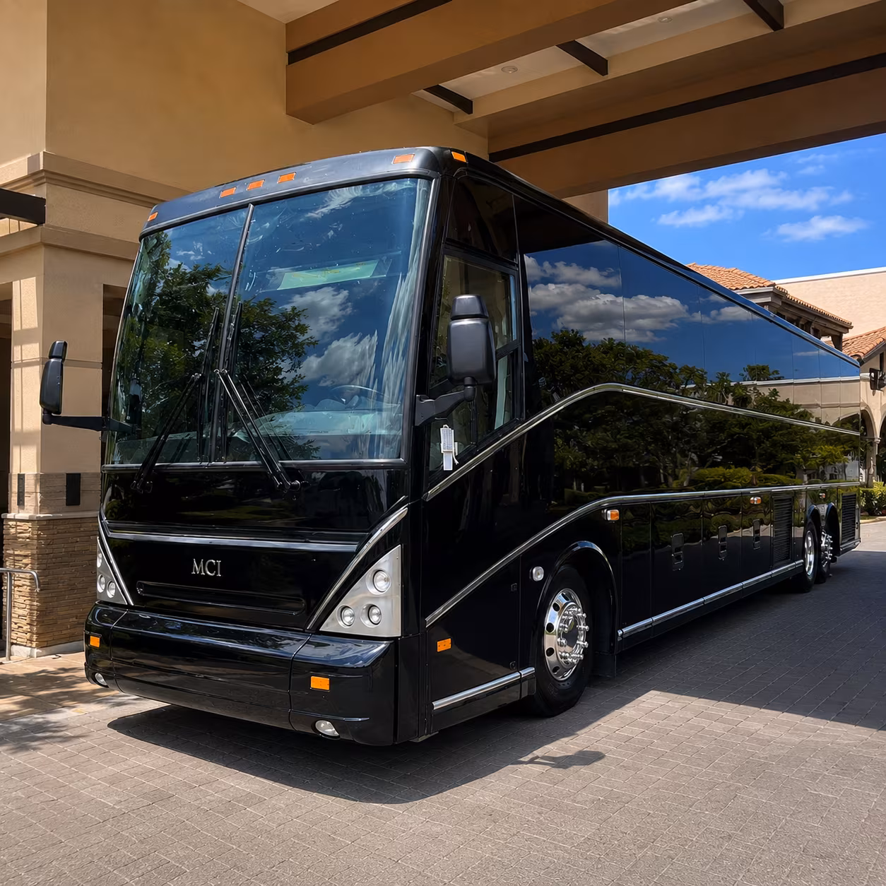 Montgomery School Event Transportation party bus exterior