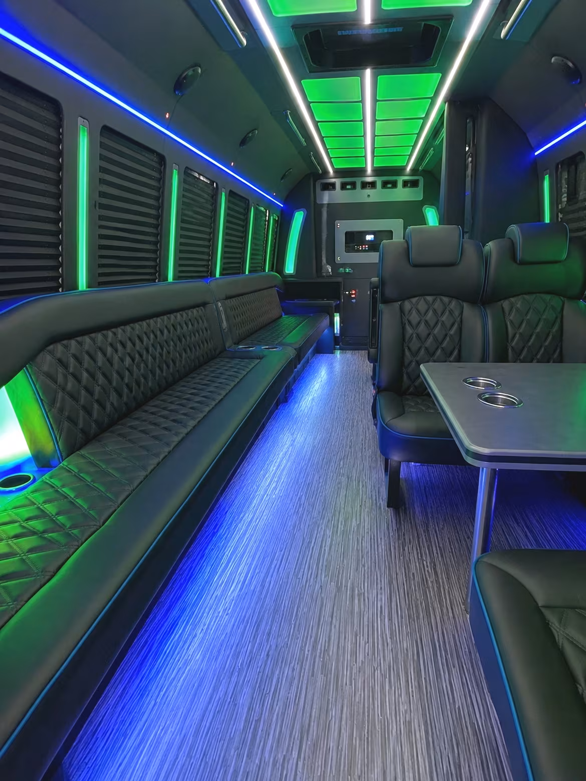 Montgomery Wedding Transportation party bus interior