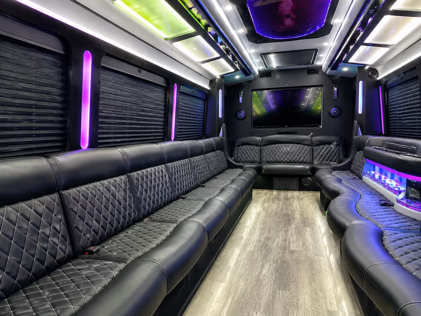 Montgomery Wedding Transportation party bus interior
